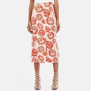 Topshop floral spot slit front midi skirt